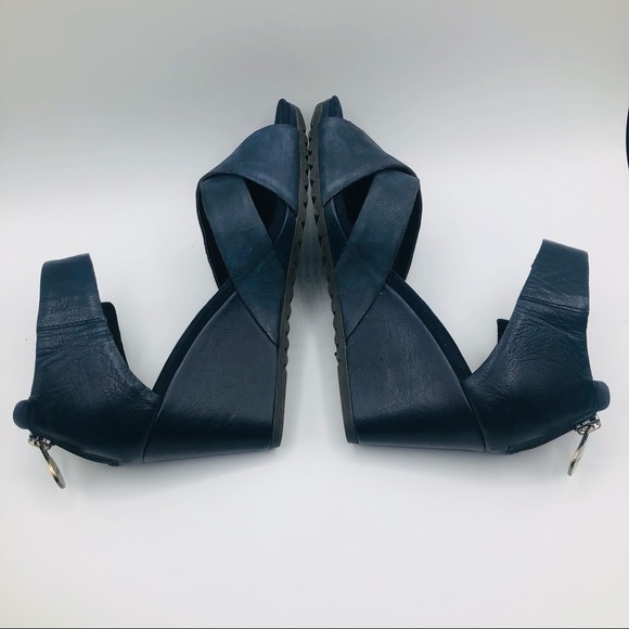 GEOX women’s blue suede wedge sandals size euro 37 US 7‎ - Picture 8 of 12